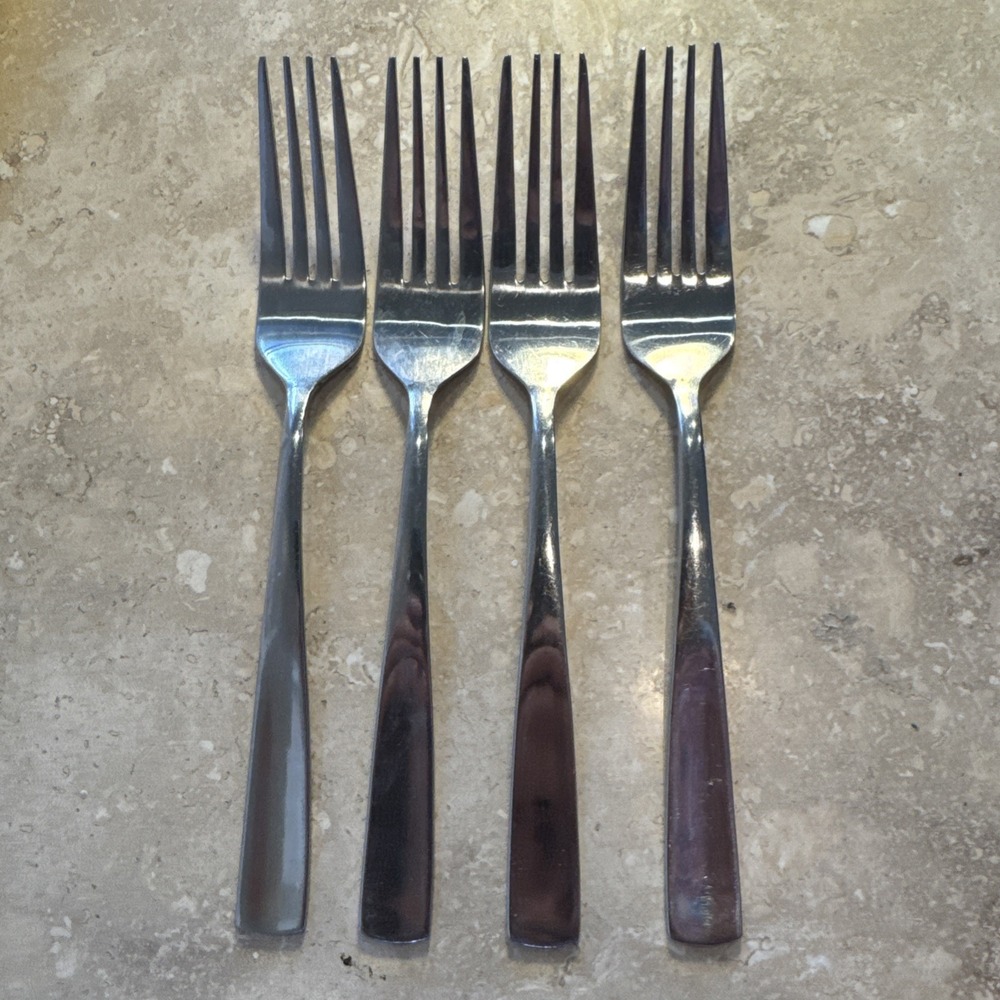 Pfaltzgraff Flatware Satin Danford Pattern Lot 4 Dinner Forks 18/0 Stainless